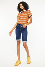 Load image into Gallery viewer, KanCan Dark Wash Cuffed Bermuda
