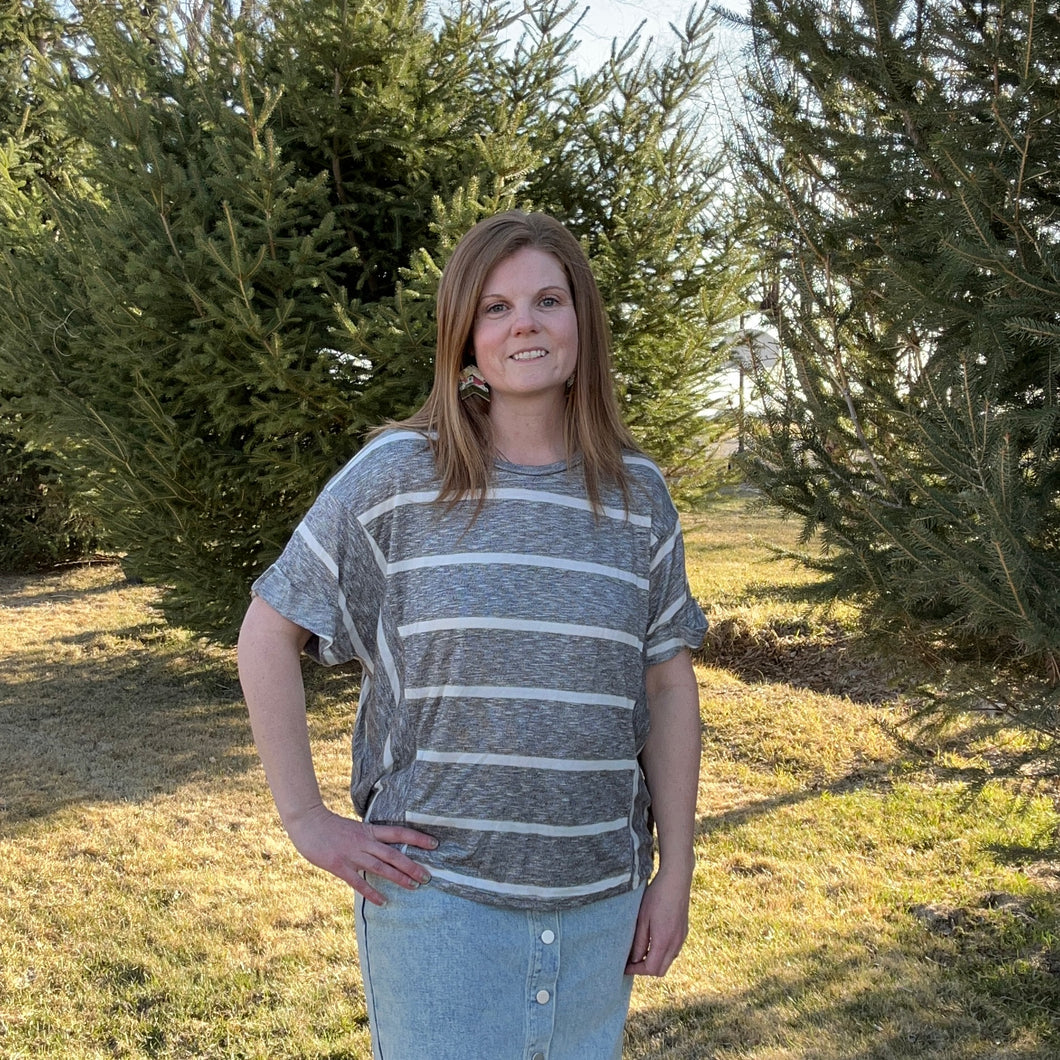 Grey Stripe Dolman T
