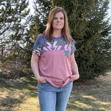 Load image into Gallery viewer, Geo Print Striped Pocket Top
