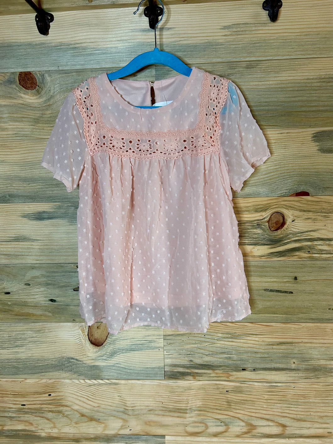 Peach Swiss Dot Blouse