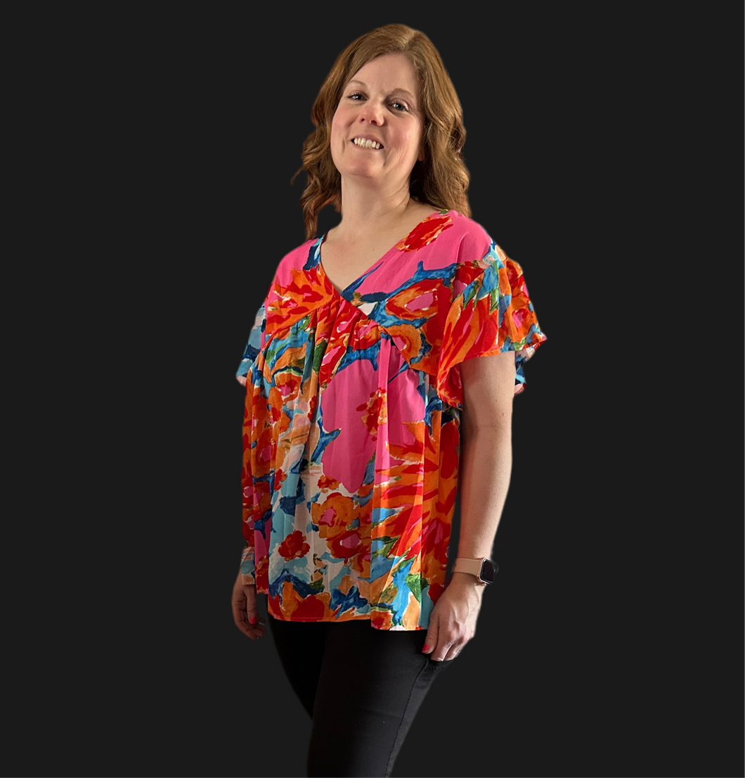 Pink Floral Blouse