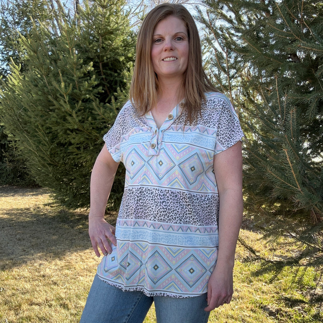 Tribal Print VNeck T