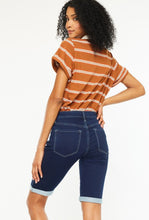 Load image into Gallery viewer, KanCan Dark Wash Cuffed Bermuda
