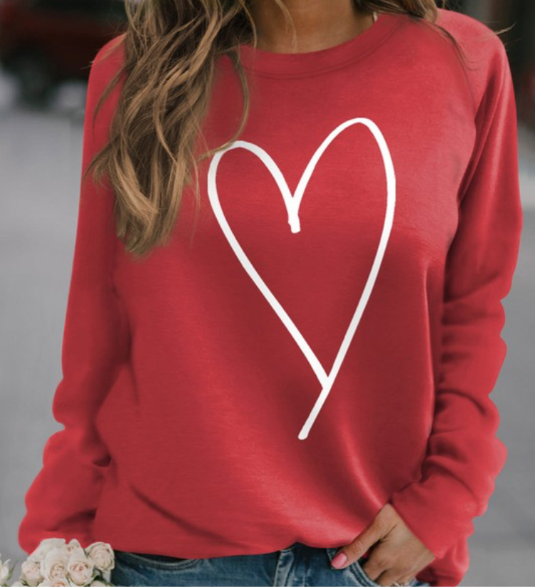 Red heart graphic sweater