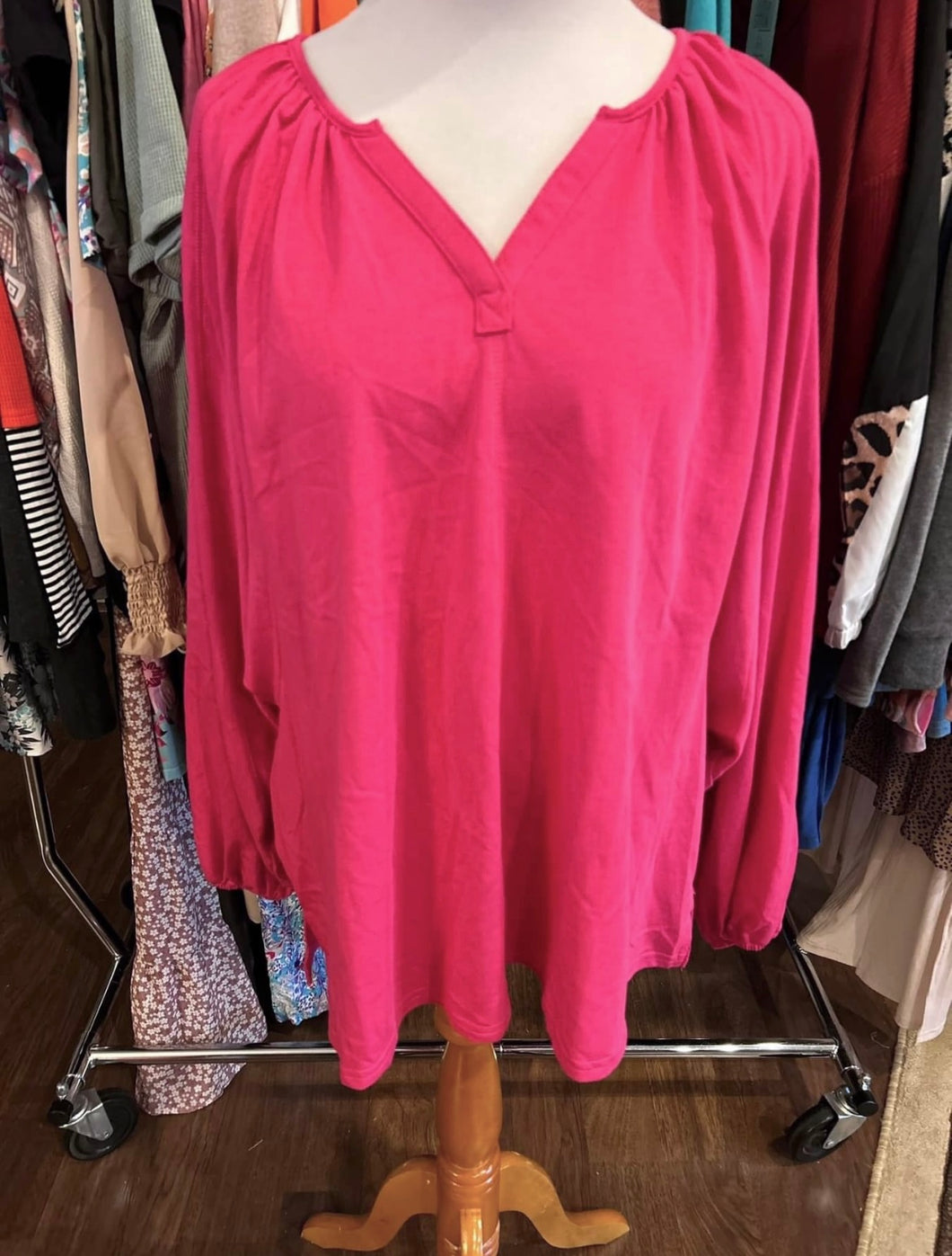Pink peasant top