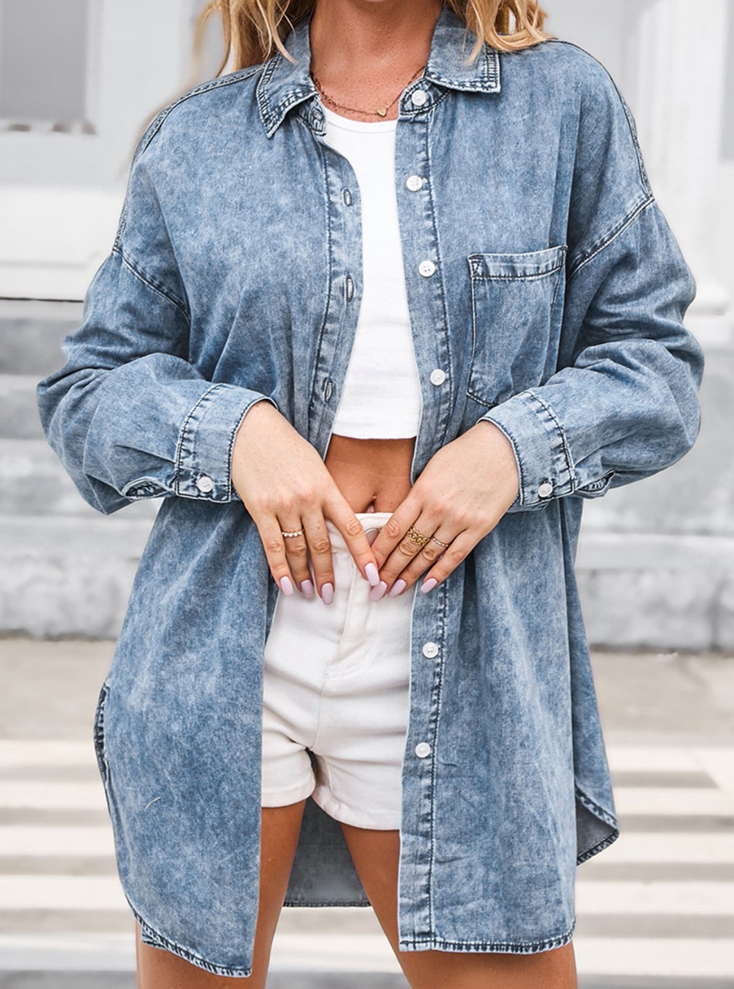 Acid Wash Denim Shirt