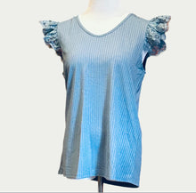 Load image into Gallery viewer, Blue Ribbed Vneck
