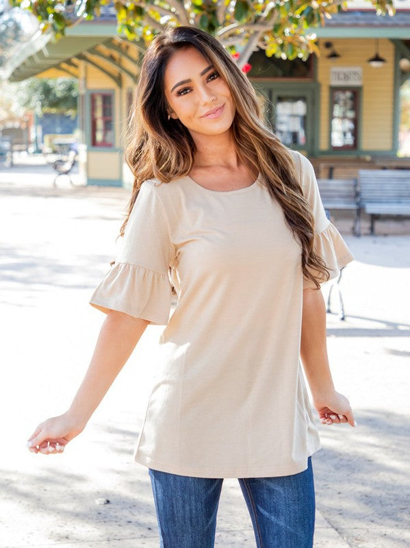 Belle Sleeve Top in Beige