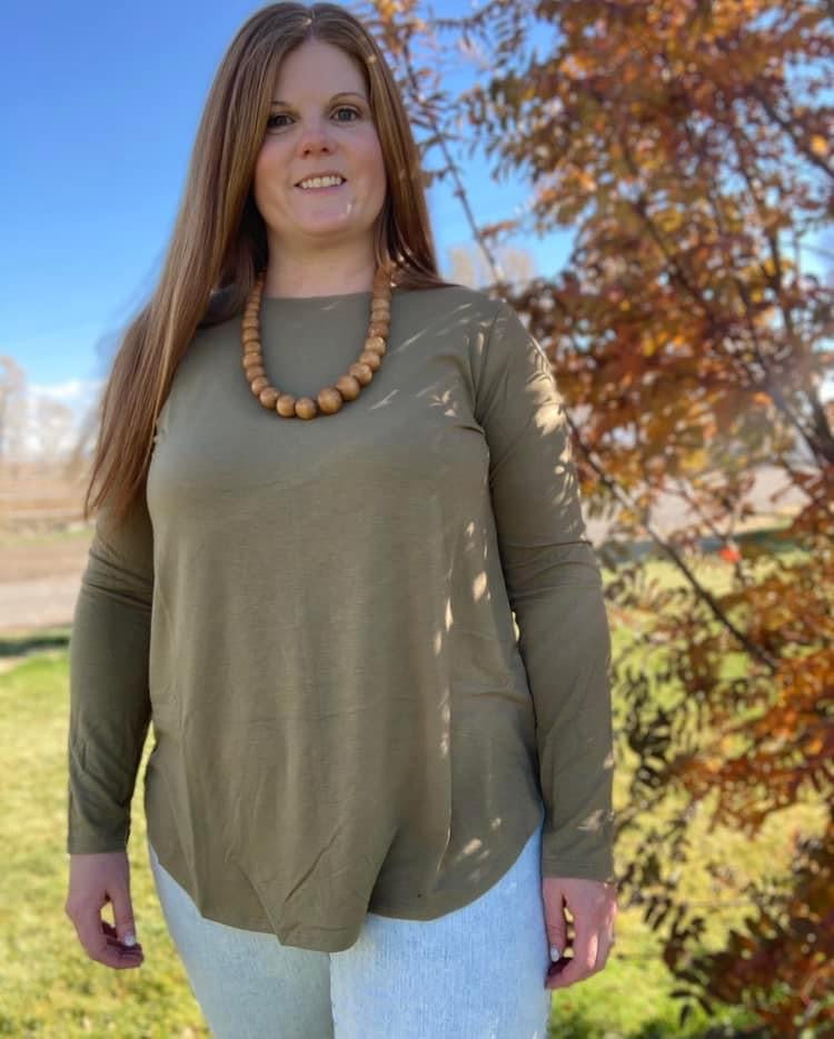 Khaki Green LS Top