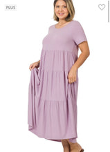Load image into Gallery viewer, Short Sleeve Tiered Midi Dress
