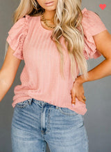 Load image into Gallery viewer, Ruffle Sleeve Ribbed Top
